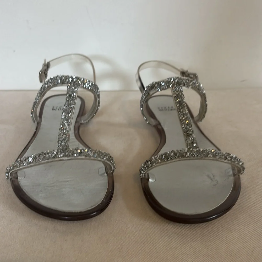 Stuart Weitzman Teezer Clear Jelly flat sandal with crystal embellishments - Picture 4 of 7